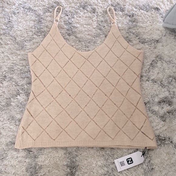 NORACORA Tops - NORACORA wool knit Y2K vintage-look tank top S/M cream/tan
